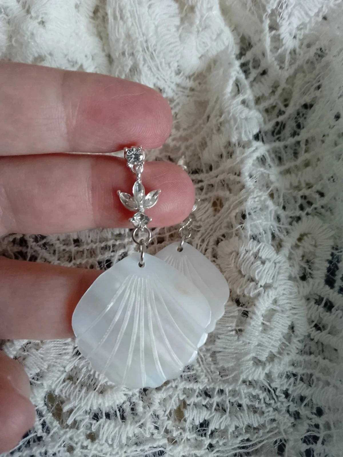 Natural White Acrylic Bohemian Silver Earrings – photo 2